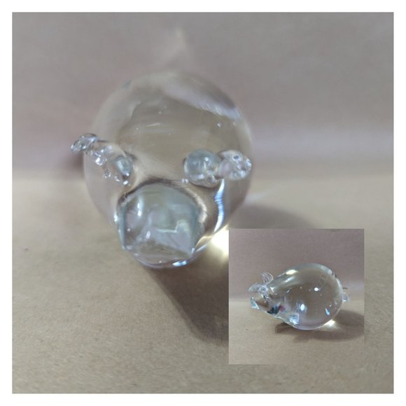 Other - Raindrop shaped crystal art glass curly q tailed pig paperweight decor‎ 2x2 inch
